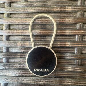 Prada Black and Silver Circular Key Holder